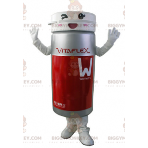 Pastillero gris y rojo BIGGYMONKEY™ Mascot Costume -
