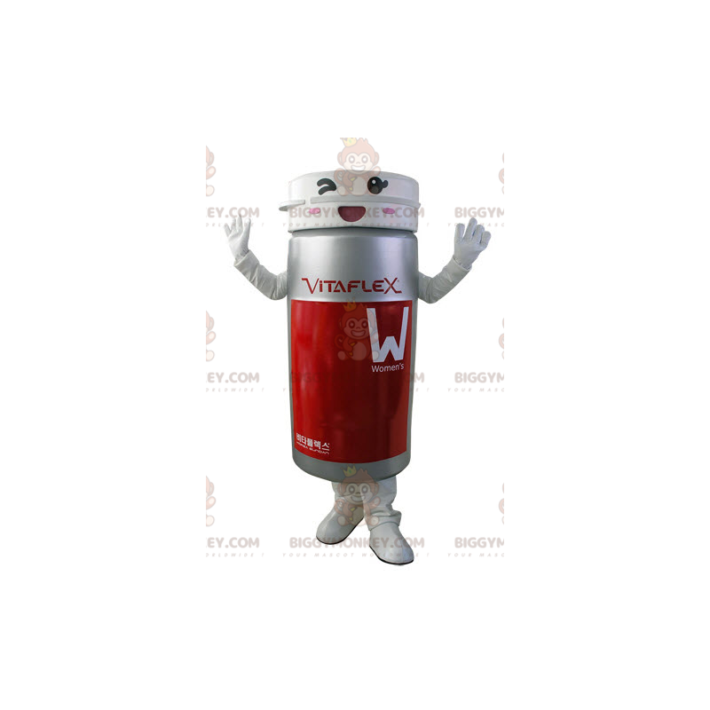 Pastillero gris y rojo BIGGYMONKEY™ Mascot Costume -