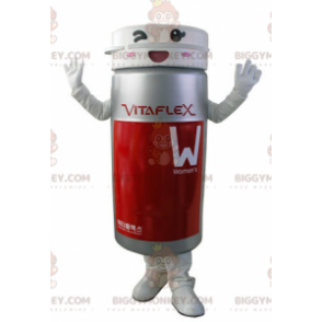 Costume mascotte BIGGYMONKEY™ portapillole grigio e rosso -