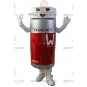 Pastillero gris y rojo BIGGYMONKEY™ Mascot Costume -