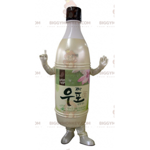 BIGGYMONKEY™ mascottekostuum beige geel en roze plastic fles -