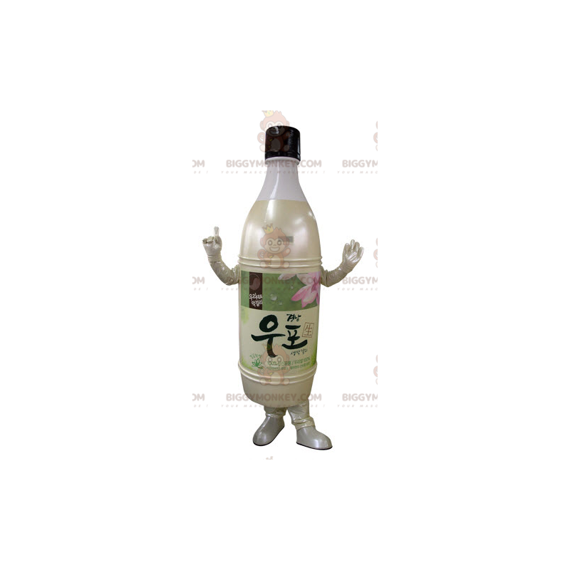 BIGGYMONKEY™ mascottekostuum beige geel en roze plastic fles -