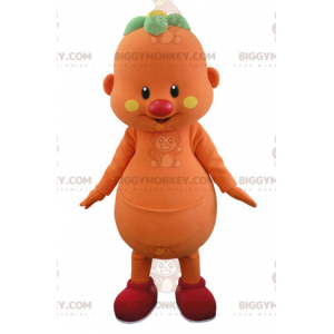 Disfraz de mascota BIGGYMONKEY™ Hombre naranja con flor en la