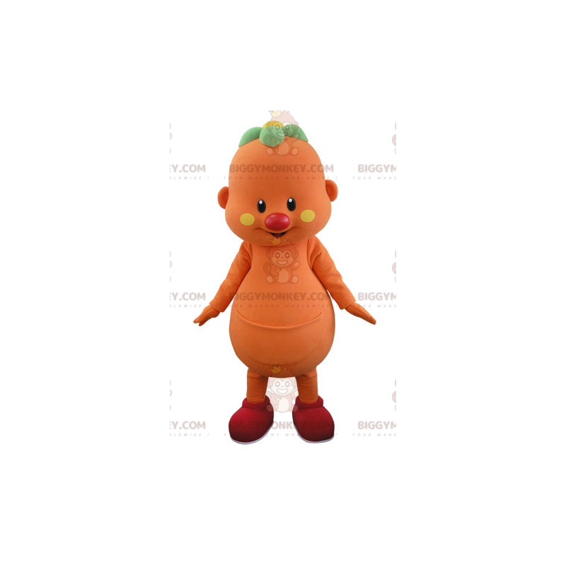 BIGGYMONKEY™ maskotkostume Orange mand med blomst på hovedet -