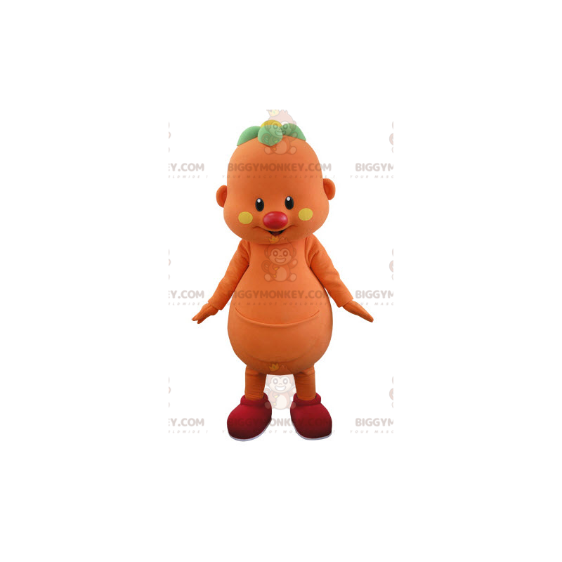 Traje de mascote BIGGYMONKEY™ Homem laranja com flor na cabeça