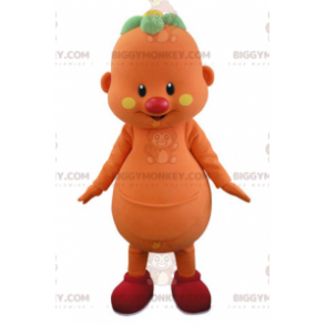 BIGGYMONKEY™ maskotkostume Orange mand med blomst på hovedet -