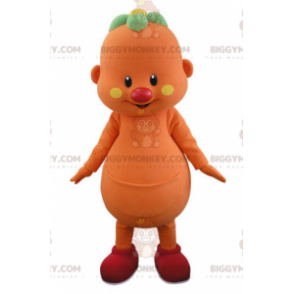 Disfraz de mascota BIGGYMONKEY™ Hombre naranja con flor en la