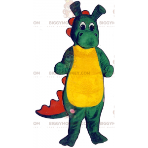 Grün-rotes und gelbes Krokodil BIGGYMONKEY™ Maskottchen-Kostüm