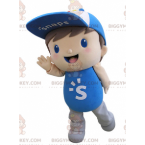 BIGGYMONKEY™ Maskottchenkostüm für Kinder in Blau mit Mütze -