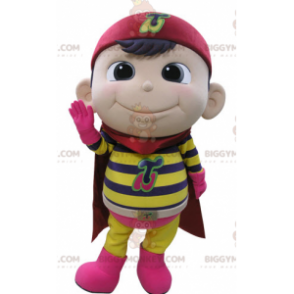 Dětský kostým maskota BIGGYMONKEY™ oblečený jako superhrdina –