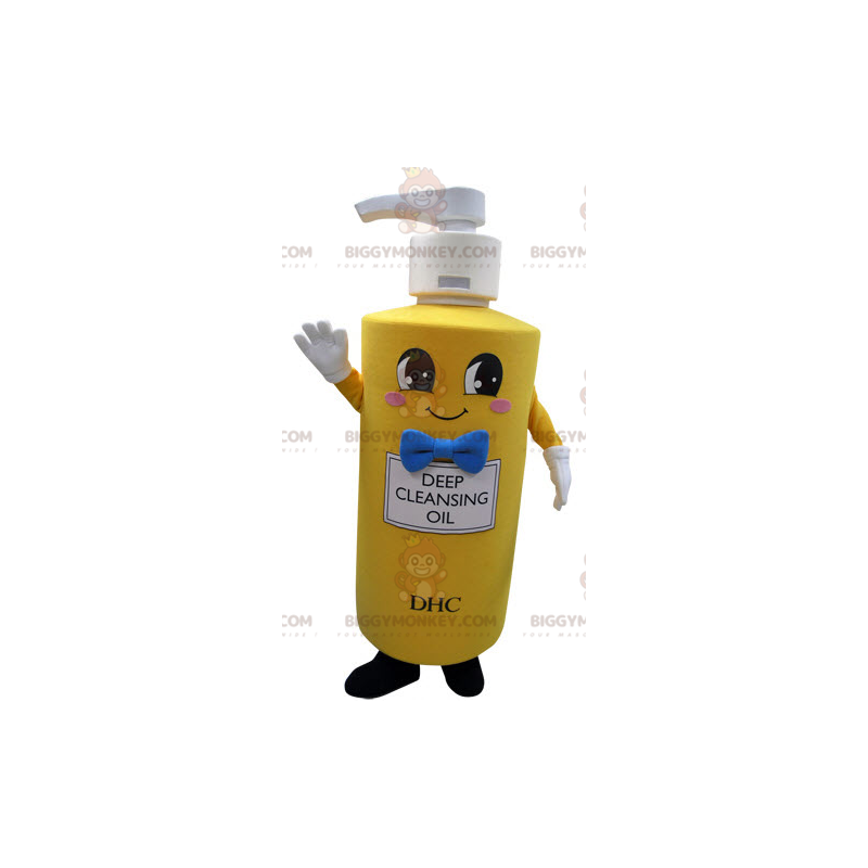 Kostium maskotki żółtej butelki na mydło BIGGYMONKEY™. Mydlany