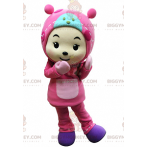 Traje de mascote BIGGYMONKEY™ infantil vestido todo de rosa com