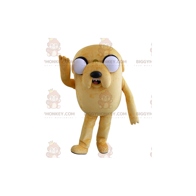 BIGGYMONKEY™ maskottiasu, ison näköinen keltainen koira, jolla