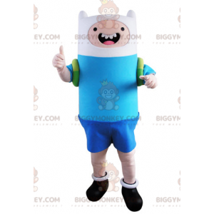 Costume da mascotte BIGGYMONKEY™ da ragazzo blu e bianco -