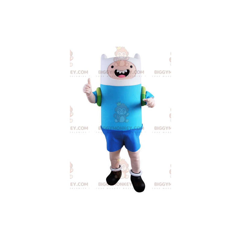 Costume da mascotte BIGGYMONKEY™ da ragazzo blu e bianco -