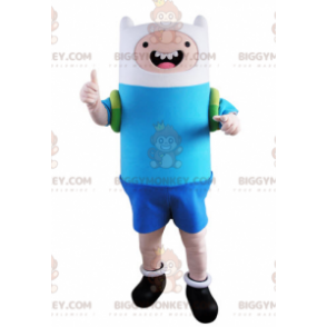 Traje de mascote masculino BIGGYMONKEY™ azul e branco –