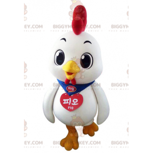 Costume de mascotte BIGGYMONKEY™ de poule de coq blanc et rouge