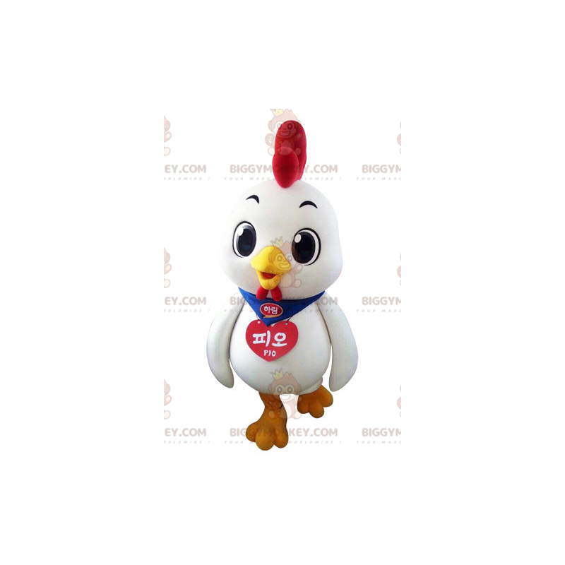 Costume de mascotte BIGGYMONKEY™ de poule de coq blanc et rouge