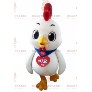 Costume de mascotte BIGGYMONKEY™ de poule de coq blanc et rouge