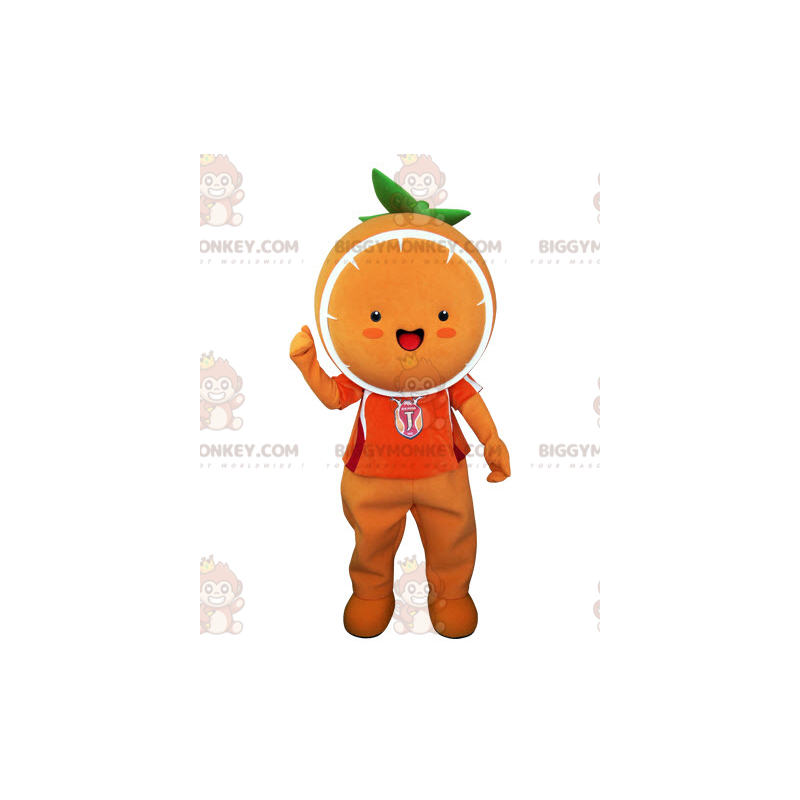 Fantasia de mascote gigante laranja BIGGYMONKEY™. Fantasia de