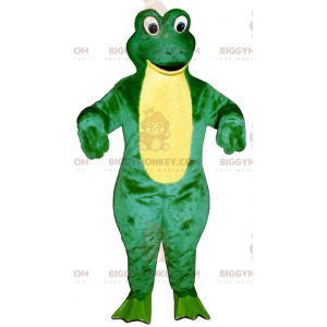 Disfraz de mascota BIGGYMONKEY™ de rana verde y amarilla -