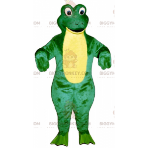 Vihreä ja keltainen sammakko BIGGYMONKEY™ maskottiasu -