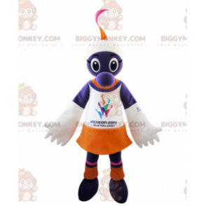 Kostým maskota BIGGYMONKEY™ Purple White Orange Creature –