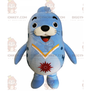 Costume de mascotte BIGGYMONKEY™ d'otarie bleue de phoque dodu