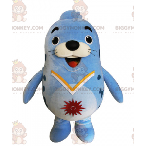 Hauska Plump Seal Blue Sea Lion BIGGYMONKEY™ maskottiasu -