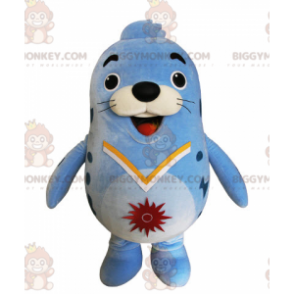 Costume de mascotte BIGGYMONKEY™ d'otarie bleue de phoque dodu