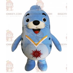 Fantasia de mascote de leão marinho azul BIGGYMONKEY™ com foca