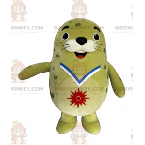 Zabawny kostium maskotki pulchnej foki zielonego lwa morskiego