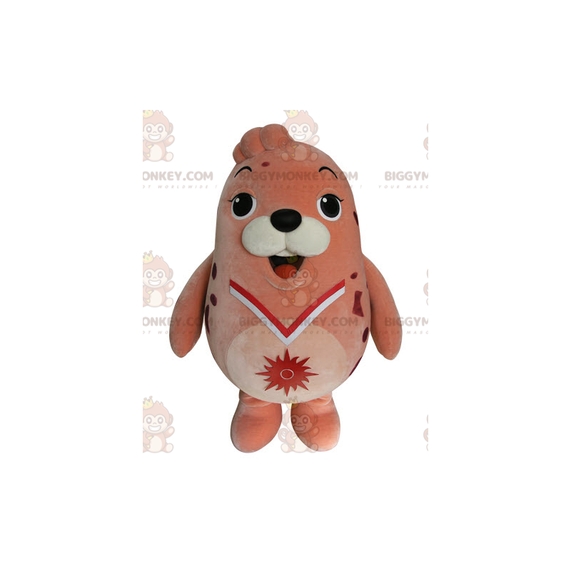 BIGGYMONKEY™ Disfraz de mascota de león marino rosa con foca