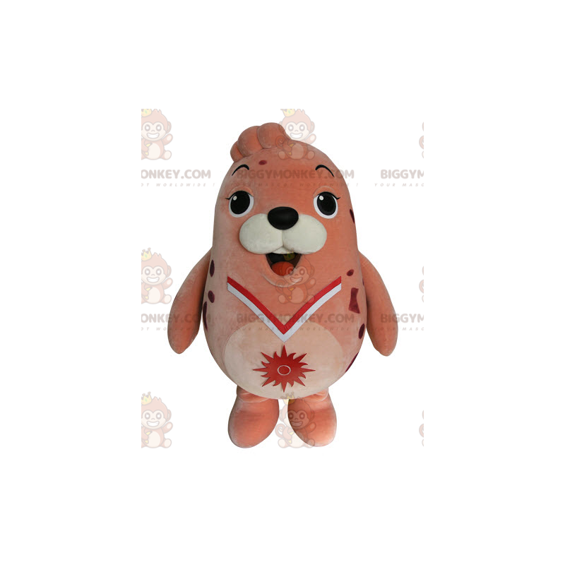 Costume de mascotte BIGGYMONKEY™ d'otarie rose de phoque dodu