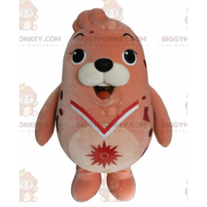 BIGGYMONKEY™ Fantasia de mascote de leão-marinho rosa gorducho