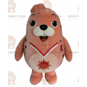 Costume de mascotte BIGGYMONKEY™ d'otarie rose de phoque dodu