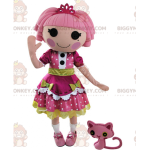 Traje de mascote Doll BIGGYMONKEY™ vestido com um lindo vestido