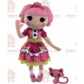 Doll BIGGYMONKEY™ mascot costume dressed in a beautiful pink