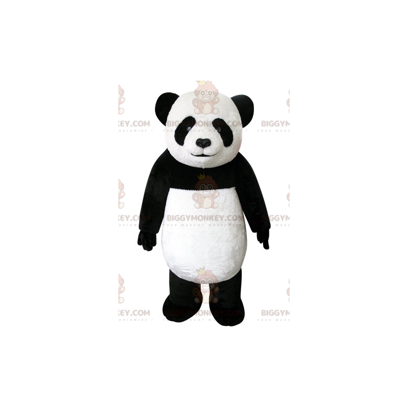Muy bonito y realista disfraz de mascota panda blanco y negro