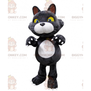 Traje de mascote BIGGYMONKEY™ Gato cinza e branco com olhos