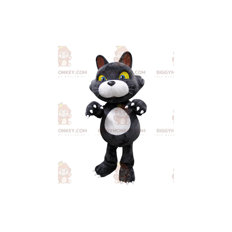 Traje de mascote BIGGYMONKEY™ Gato cinza e branco com olhos