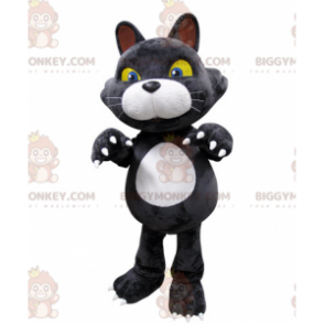 Costume de mascotte BIGGYMONKEY™ de chat gris et blanc avec les