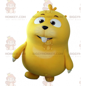 Cute plump yellow mole BIGGYMONKEY™ mascot costume. Groundhog