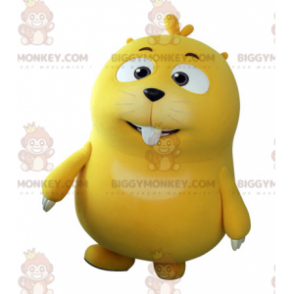 Cute plump yellow mole BIGGYMONKEY™ mascot costume. Groundhog