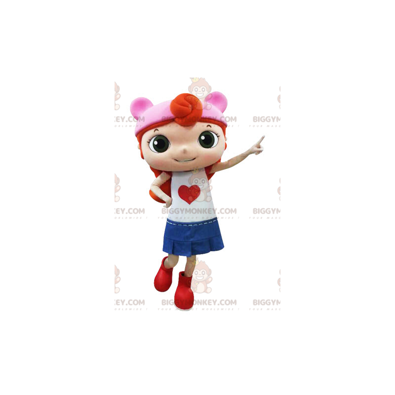 BIGGYMONKEY™ Costume da mascotte per ragazza dai capelli rossi