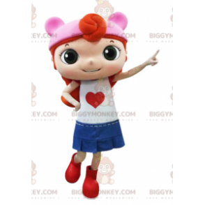 BIGGYMONKEY™ Costume da mascotte per ragazza dai capelli rossi