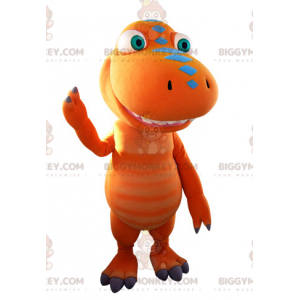 Jätte orange och blå dinosaurie BIGGYMONKEY™ maskotdräkt -