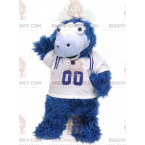 Traje de mascote BIGGYMONKEY™ de potro azul e branco todo