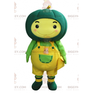 Kostým maskota BIGGYMONKEY™ žlutého muže se zelenou dýní na
