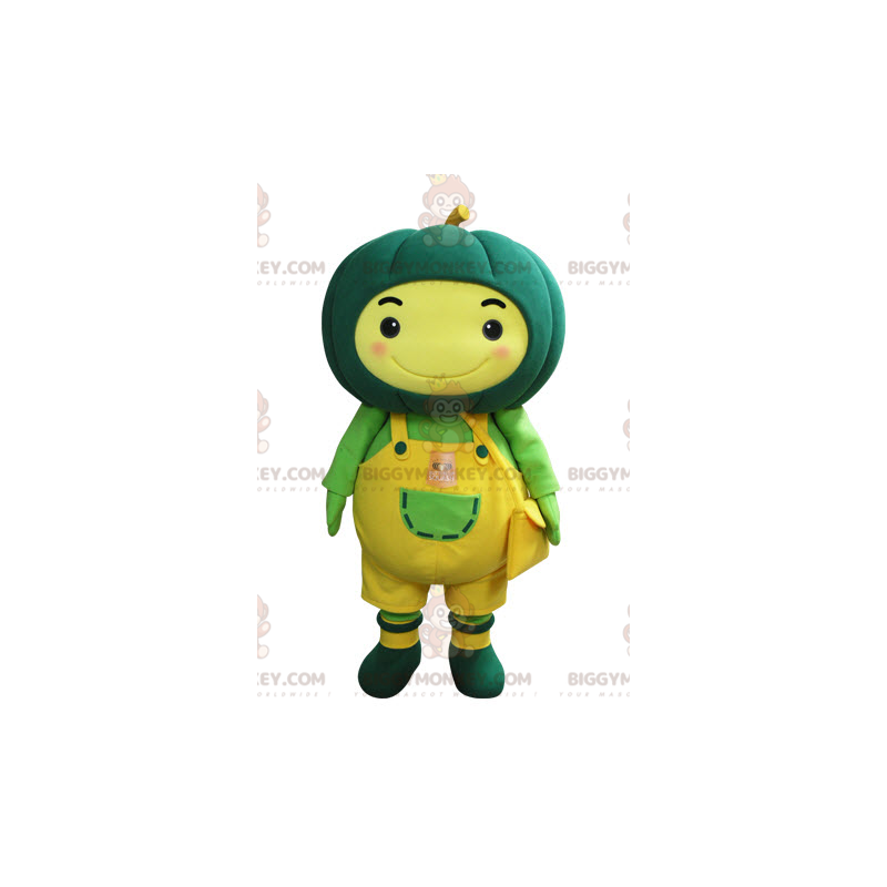BIGGYMONKEY™ Costume da mascotte di uomo giallo con zucca verde